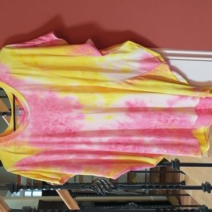 White Birch Batwing Tie Dye Top, XL